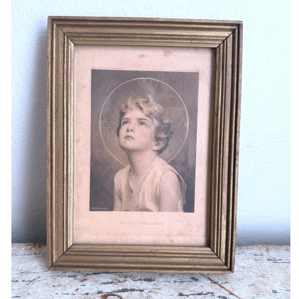 Early 1900s Lithography Child Divine Innocence Chambers Edward Gross Print